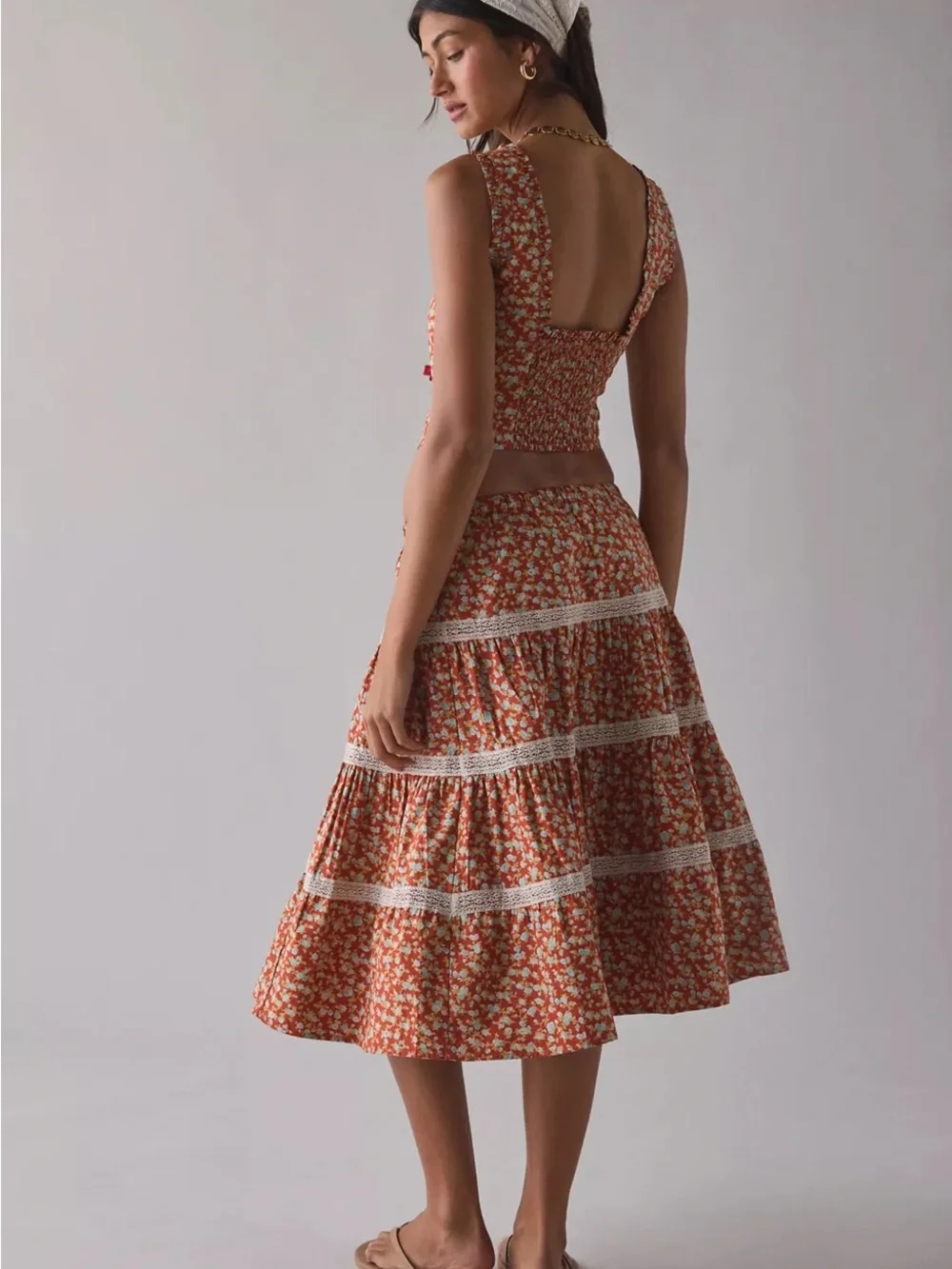 Kimchi blue market morning Floral Tiered Midi Dress Set